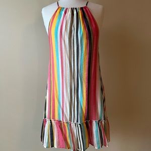Listicle multi color striped halter neck dress. Size Small.
